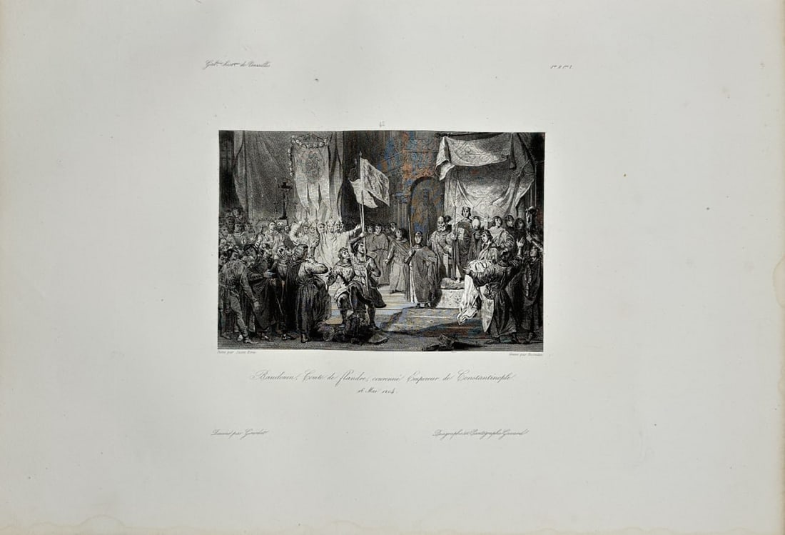 Gillot Saint-Evre – Baldwin crowned Emperor of Constantinople – Engraving (1838–1849) (1 of 2)
