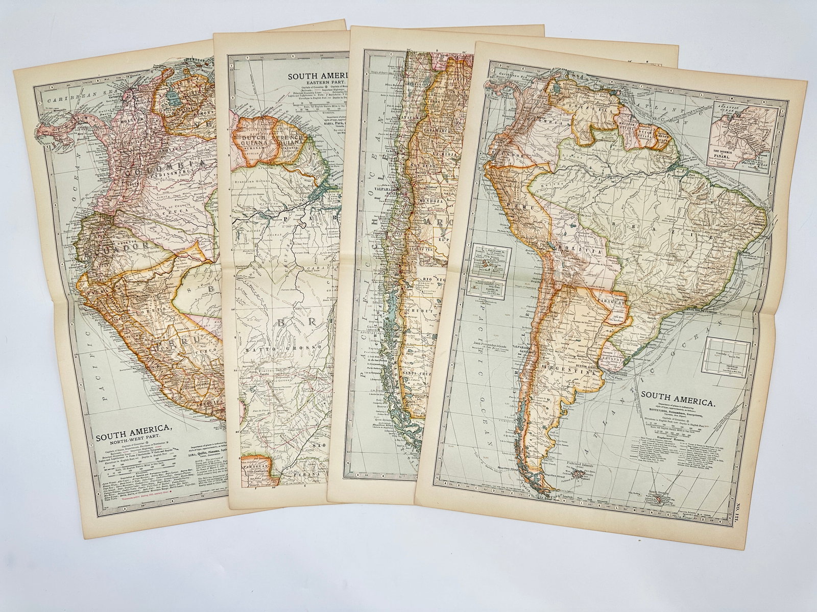 Letts & Co. – Set of 4 Maps – South America: North-West, Eastern, Southern, and General Map – (1 of 3)
