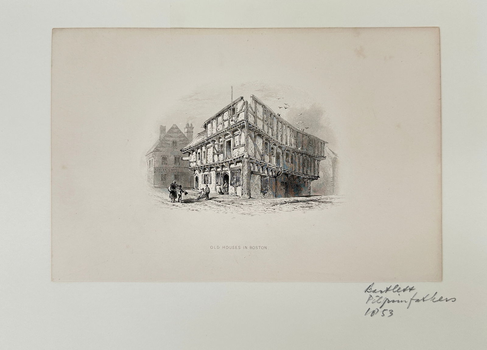 William Henry Bartlett – Engraving of Old Houses in Boston – Picturesque American Architecture (1 of 2)