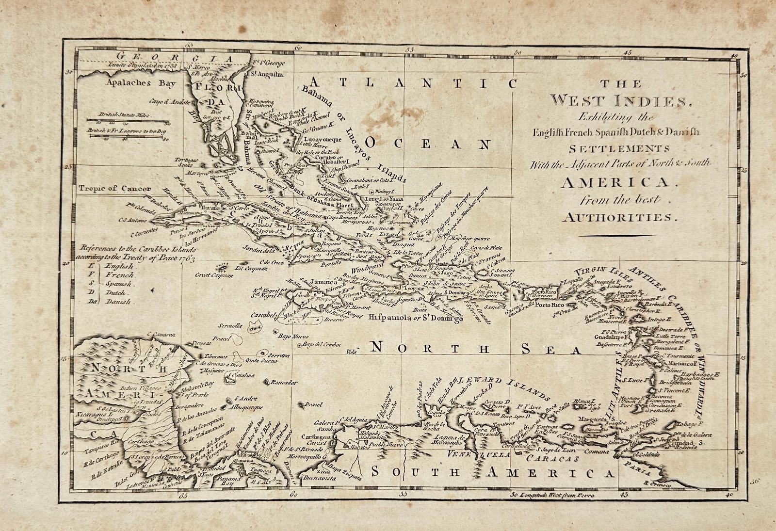 Charles Theodore Middleton – Map of the West Indies – Colonial Settlements and Trade Routes – (1 of 2)
