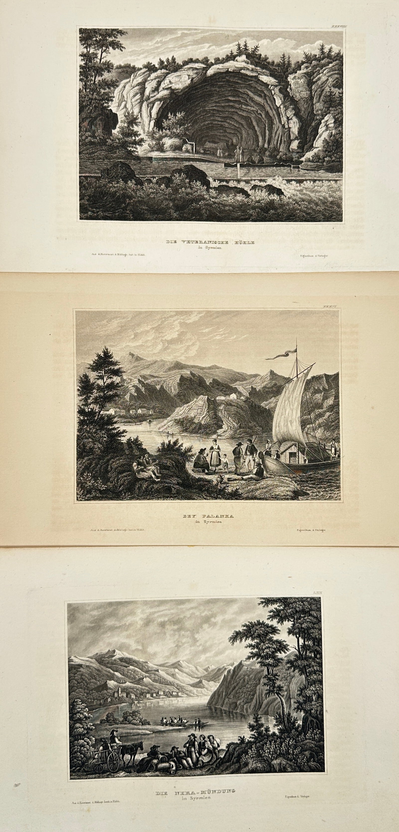 Karl von Hügel – Set of 3 Alpine Landscape Prints – Die Versteinerte Höhle, Der Walchensee, (1 of 2)