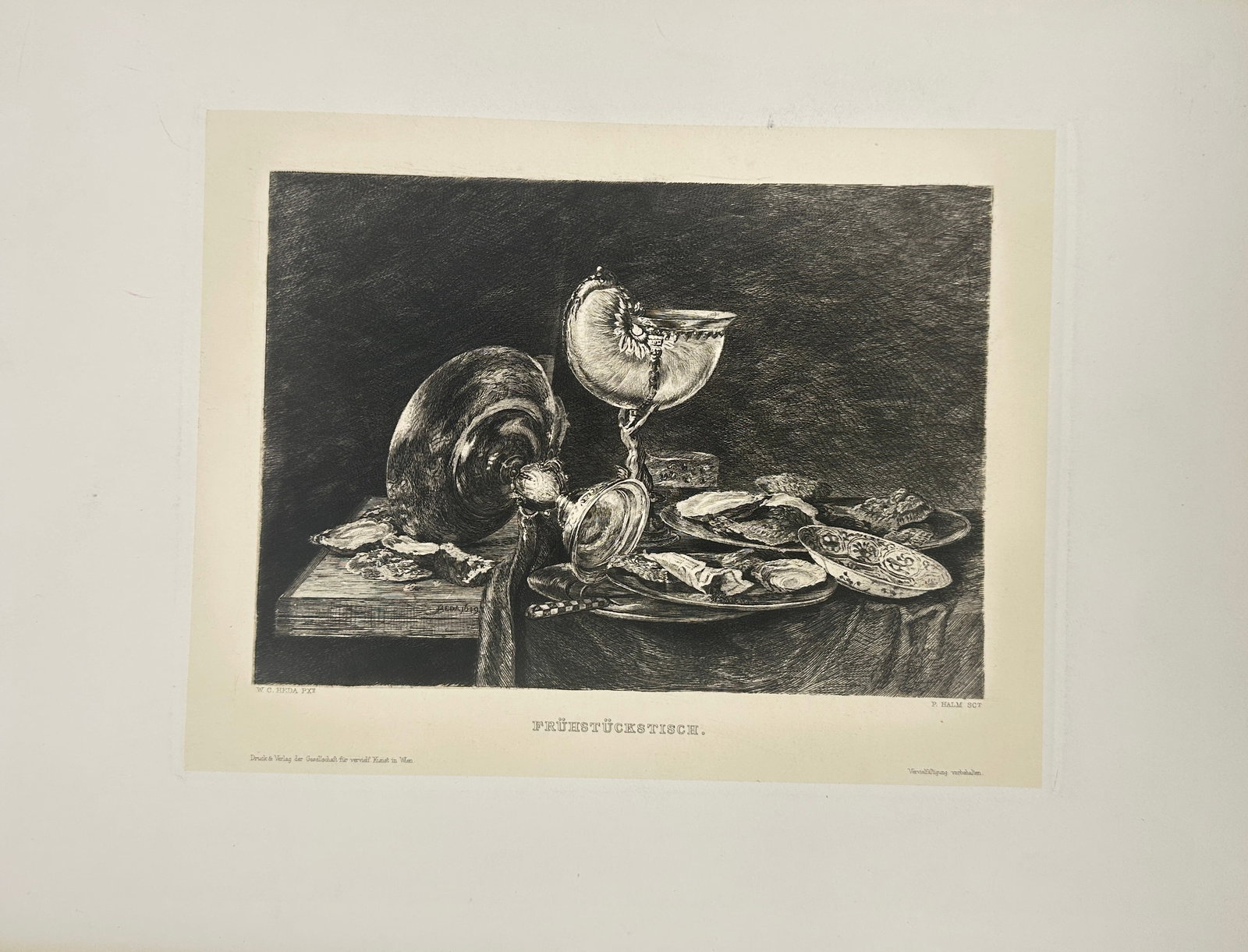 Willem Claesz Heda – Still Life with Nautilus Cup and Silverware – Etching by P. Halm (1 of 2)