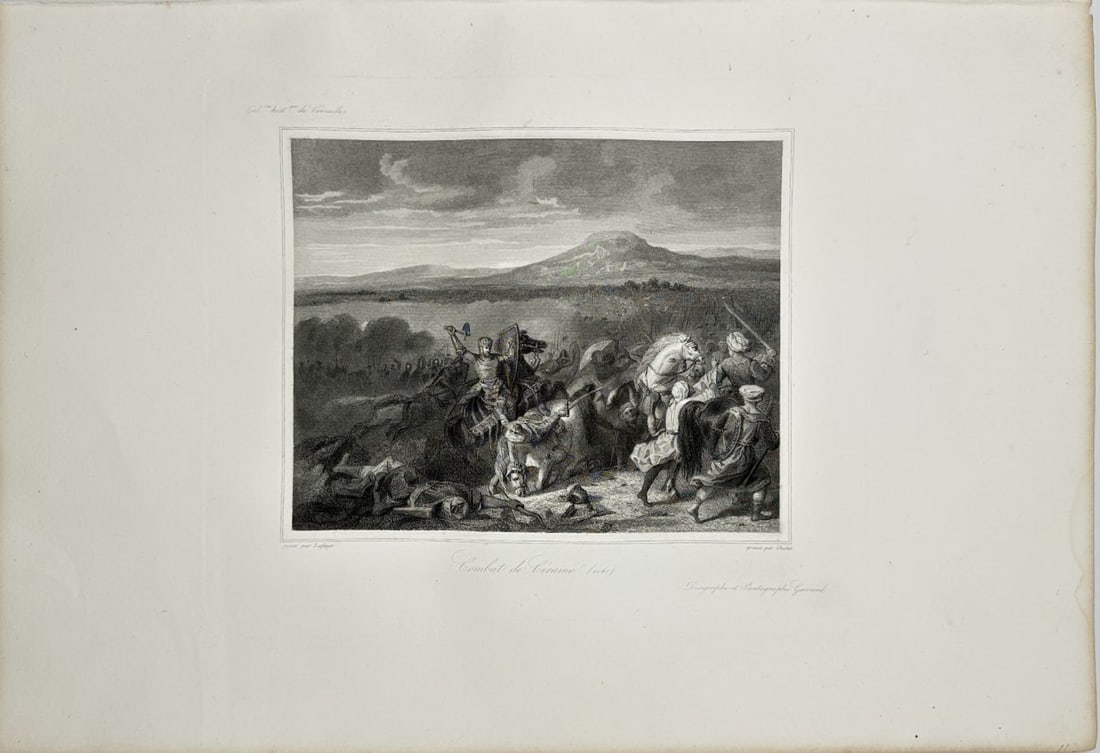 Charles-Joseph de Lafaye – Antique Print – Battle of Cerami – Italy – Europe (1 of 2)
