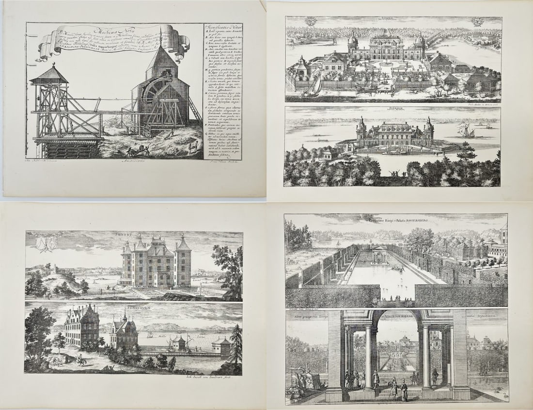 Erik Dahlberg – Set of 4 Topographical Prints – Technology in Bergslagen Central Sweden (1 of 5)