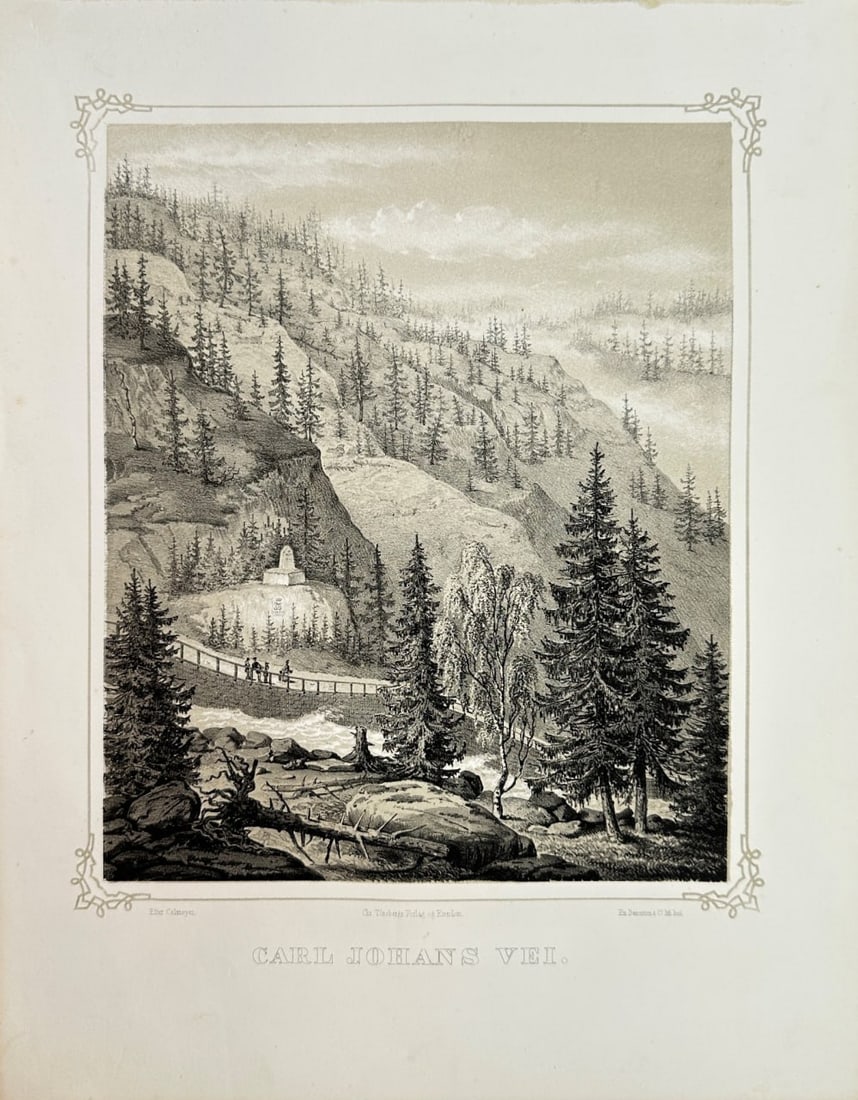 Adolph Tidemand – Antique Lithograph – Karl Johans Vei – Norway (1 of 2)