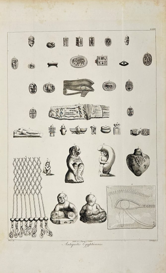 Dominique Vivant Denon – Antique Engraving – Egyptian Antiquities – Egypt (1809) (1 of 2)