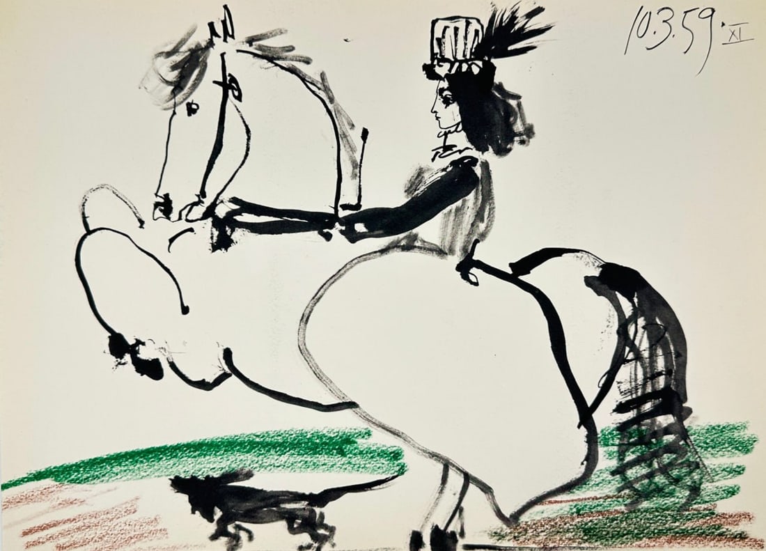 Pablo Picasso – Amazone à cheval, 10.3.59 XI – Toros y Toreros – Lithograph (1961) (1 of 3)