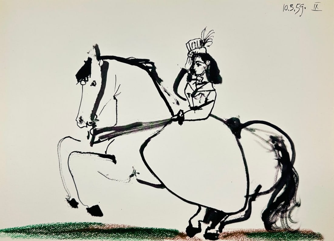 Pablo Picasso – Amazone à cheval– Toros y Toreros –10.3.59 - Lithograph (1961) (1 of 3)