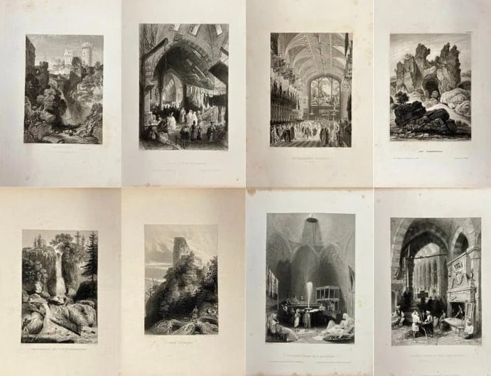 Joseph Meyer – Set of 8 Antique Prints – Castle of Nepi, Italy –  (1833–1861) (1 of 9)