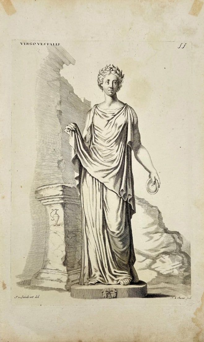 Johann Jacob von Sandrart – Virgo Vestalis – Copperplate Engraving (Late 17th Century) (1 of 3)