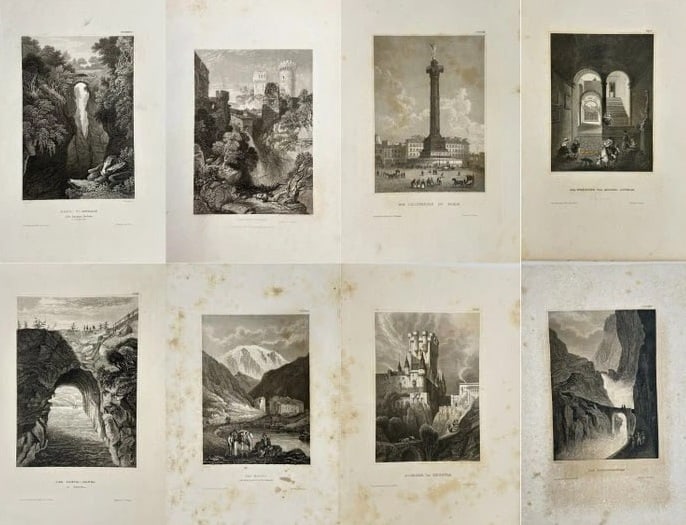Joseph Meyer – Set of 8 Antique Prints – Gota Canal in Sweden – Baltic Sea - Engraving (1 of 9)