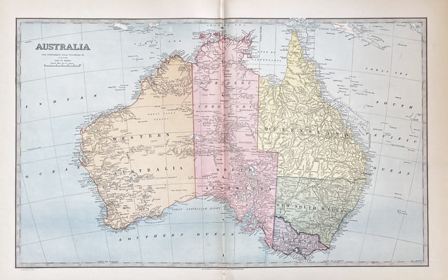 Andrew Garran - Antique Map of Fiji Islands and the Australian colonies (1 of 3)