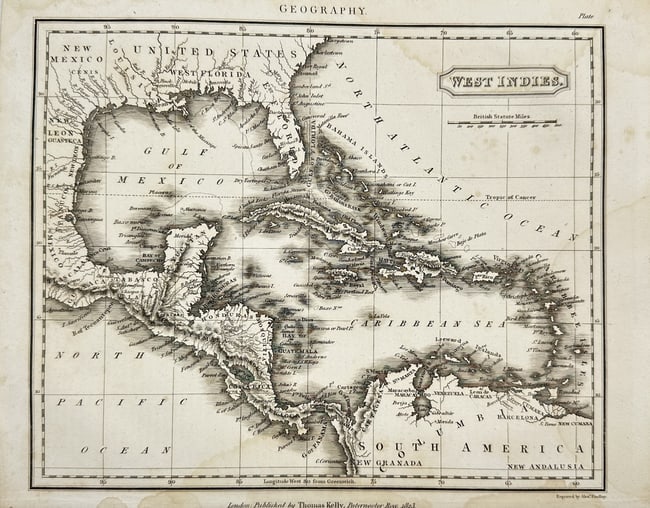 Thomas Kelly – Antique Map – West Indies – 1833 (1 of 3)