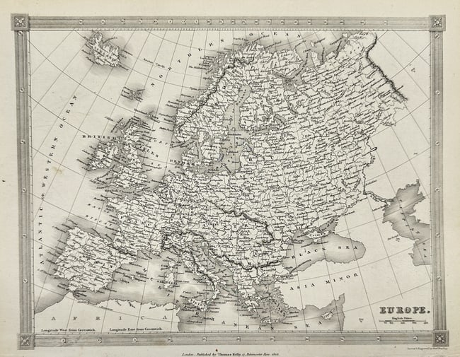 Thomas Kelly – Antique Map – Europe – 1834 (1 of 3)