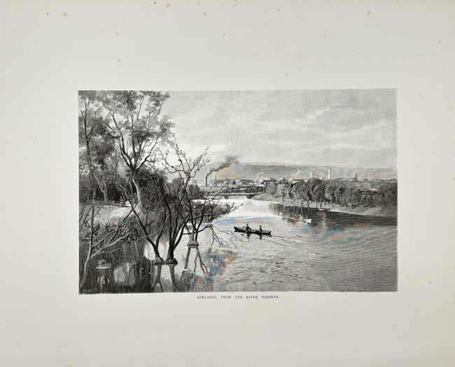 Andrew Garran - Antique Print - 19th Century - Adelaide from the River Torrens - Engraving 1886 (1 of 2)