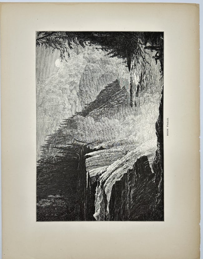 Wiliam Cullen Bryant - Antique Print - View of High Falls - Rochester - New York (1 of 2)