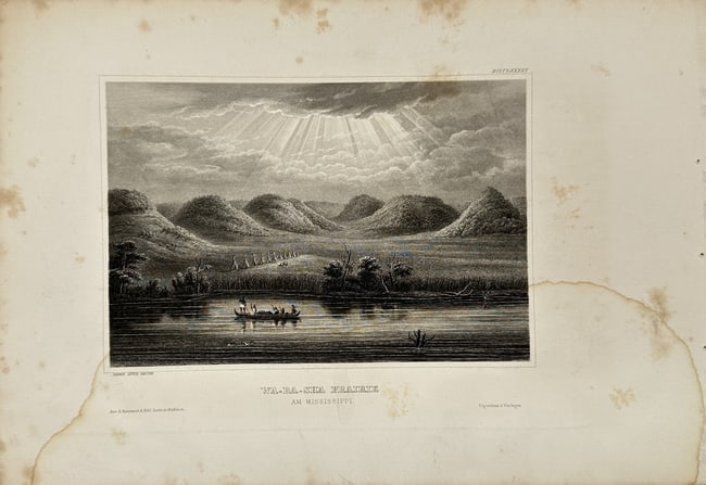 Joseph Mayer - Old print - Wabasha Prairie - Mississippi River - Minnesota USA (1 of 2)