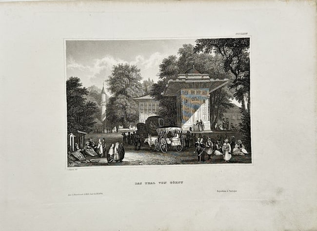 Joseph Mayer - Old print - Goksu Recreation Area - Ottoman aristocracy - Turkey (1 of 2)