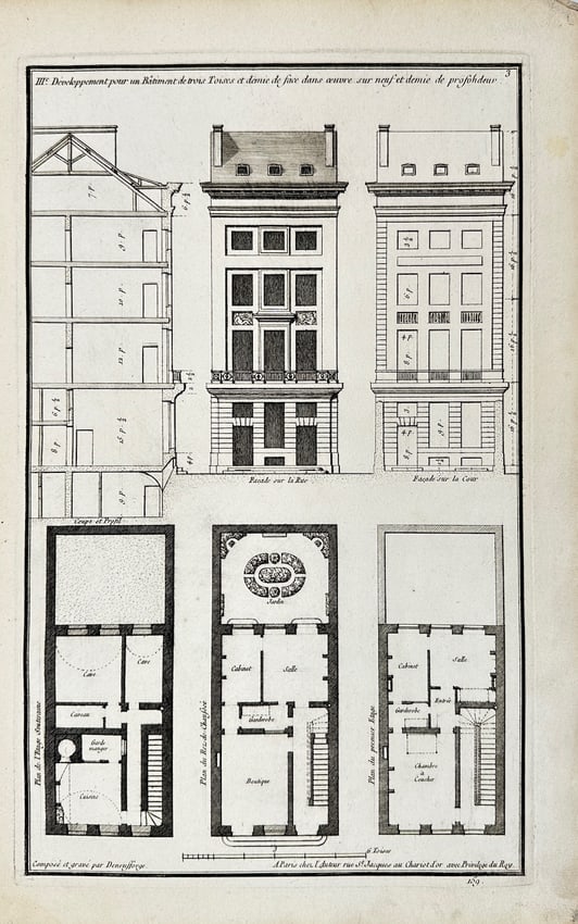 Jean-Francois de Neufforge - Antique Architectural Print - Building Development - France (1 of 2)