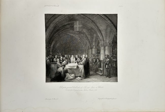 Claudius Jacquan - Antique Print - Saint John in Rhodes Malta General Chapter (1 of 2)