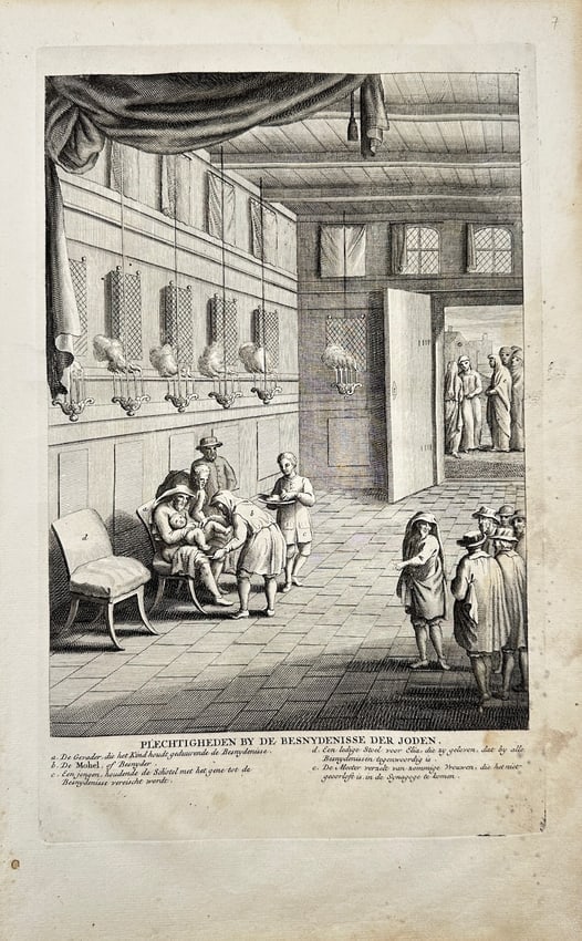 Antoine Augustine Calmet - Antique Religious Print - Ceremonies of the Circumcision of the Jews (1 of 2)