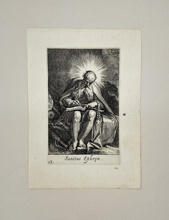 Antique print - Boetius Adams Bolswert - Saint Ephrem the Syrian  Sanctus Ephrem (1 of 2)