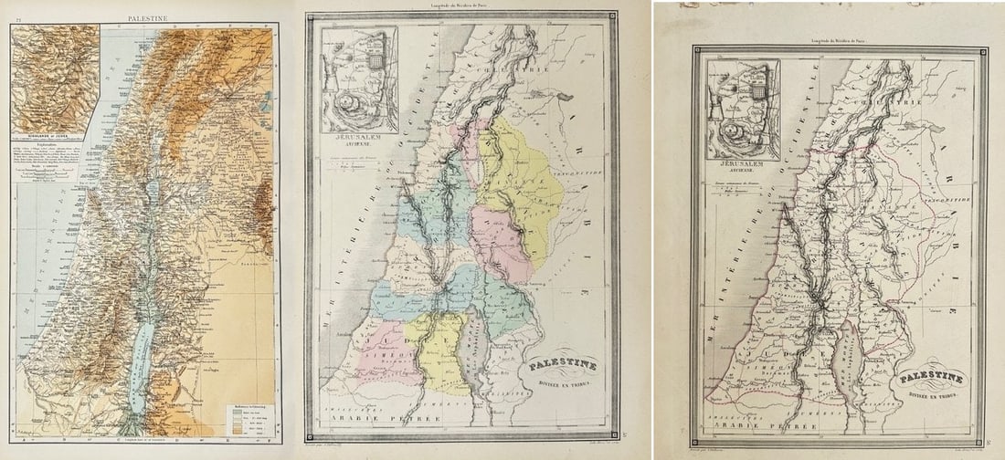 Felix Delamarche (fl. 1800s) & Dr. Richard Andree (1835–1912) – Set of 3 Original Antique Maps (1 of 4)