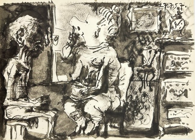 After Pablo Picasso (1881–1973) – The Talk – Vintage Lithograph (1961) (1 of 3)