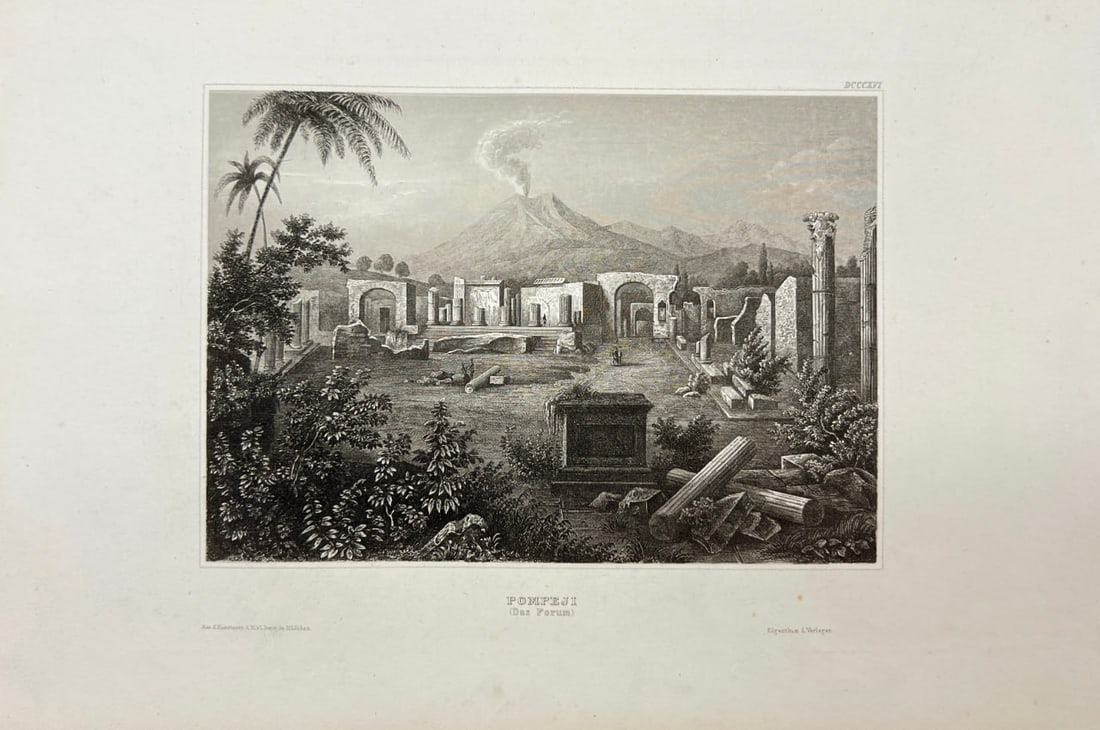 Karl Reiss – Pompeii (The Forum) – Lithograph (c.1850) (1 of 2)