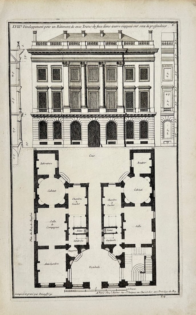 Jean-Francois de Neufforge – Development for a Building – Engraving (1770) (1 of 2)