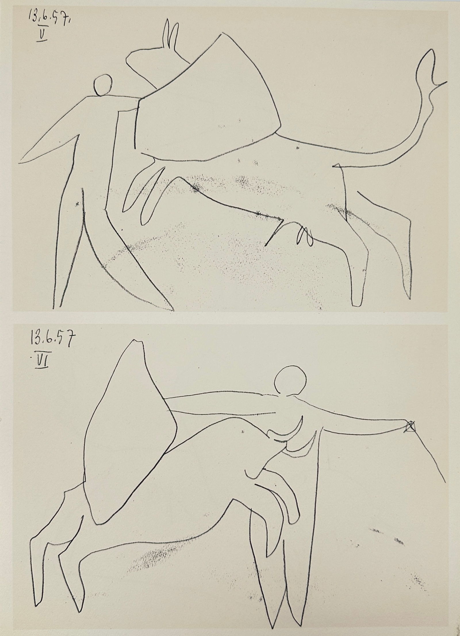 Pablo Picasso (1881–1973) – Set of 2 Lithographs – Torero with Bull V–VI, 13.6.59 (1 of 3)