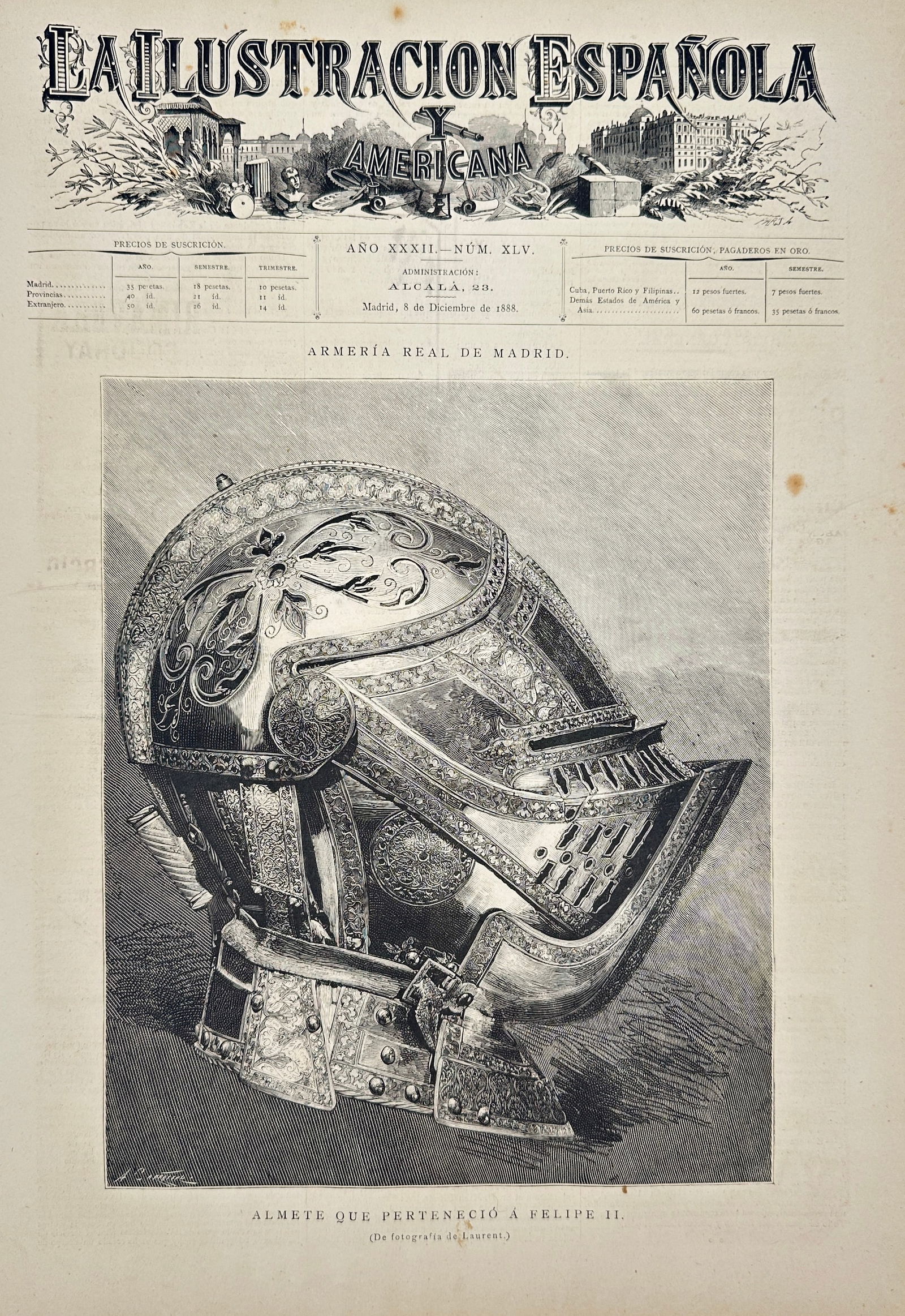 Anonymous – Almete que perteneció a Felipe II – Double-Sided Print from La Ilustración (1 of 3)