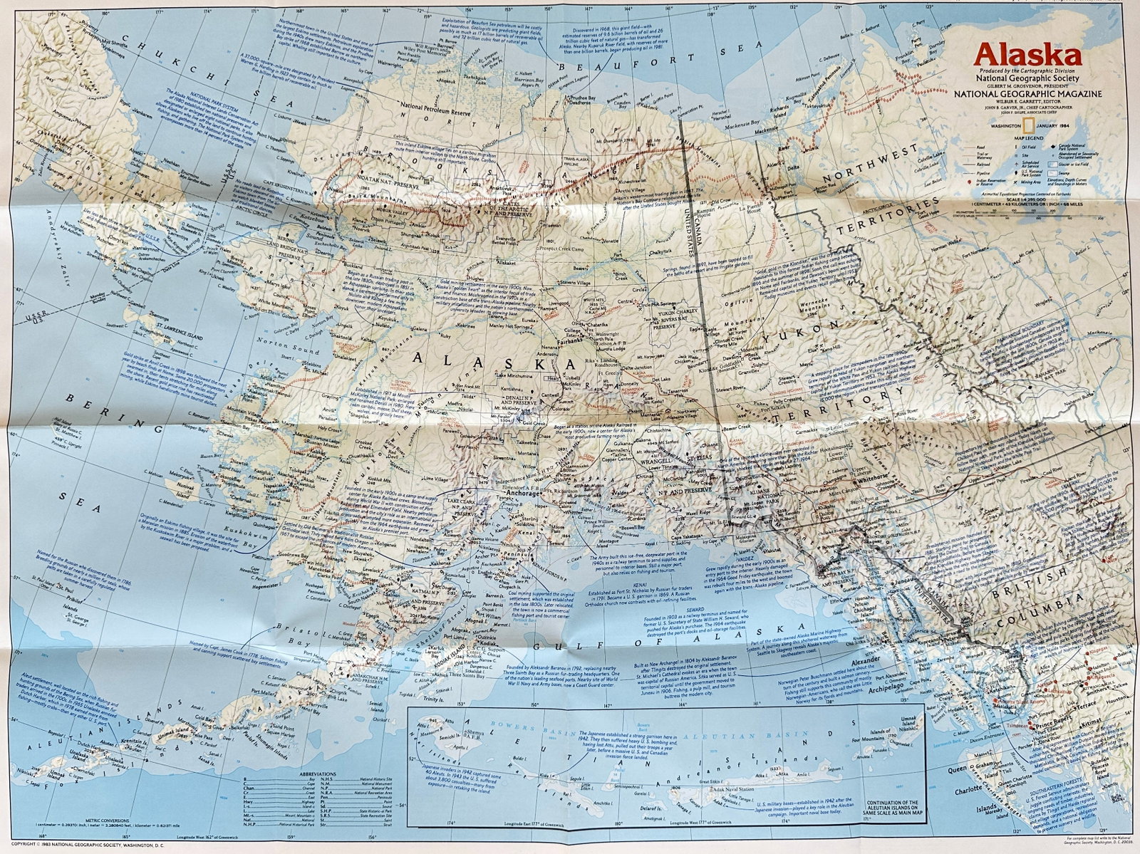 National Geographic Society – Alaska – Printed Map (January 1983): This detailed map of Alaska was published by the National Geographic Society as a supplement to the January 1983 issue of National Geographic Magazine. It presents a physical and political overview of
