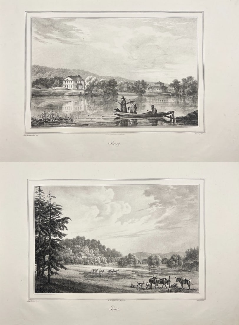 Ulrik Thersner – Set of 4 Landscape Engravings – Views of Helgerum (1 of 3)