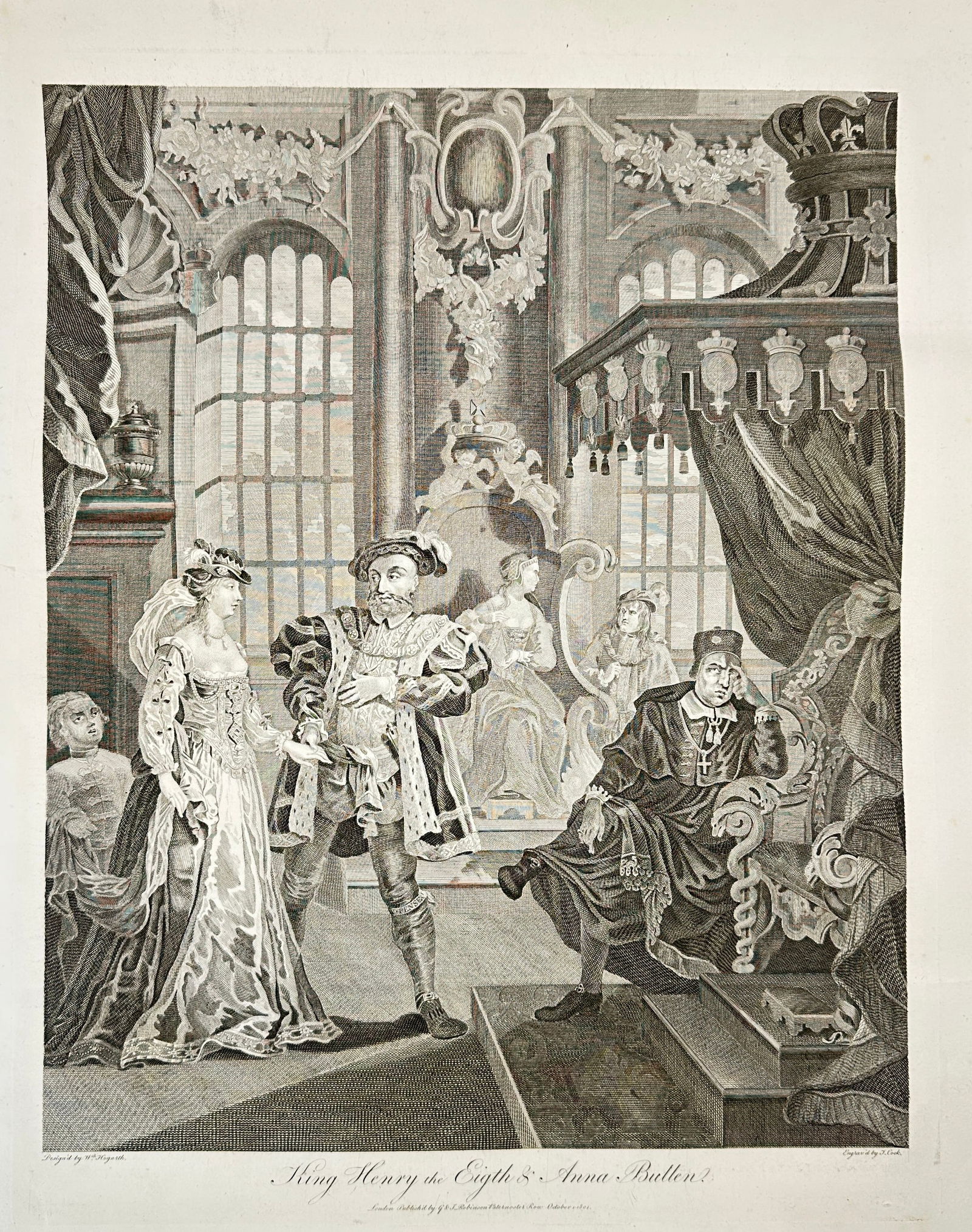 William Hogarth (1697–1764) – King Henry the Eighth & Anna Bullen – Engraving (1801) (1 of 3)