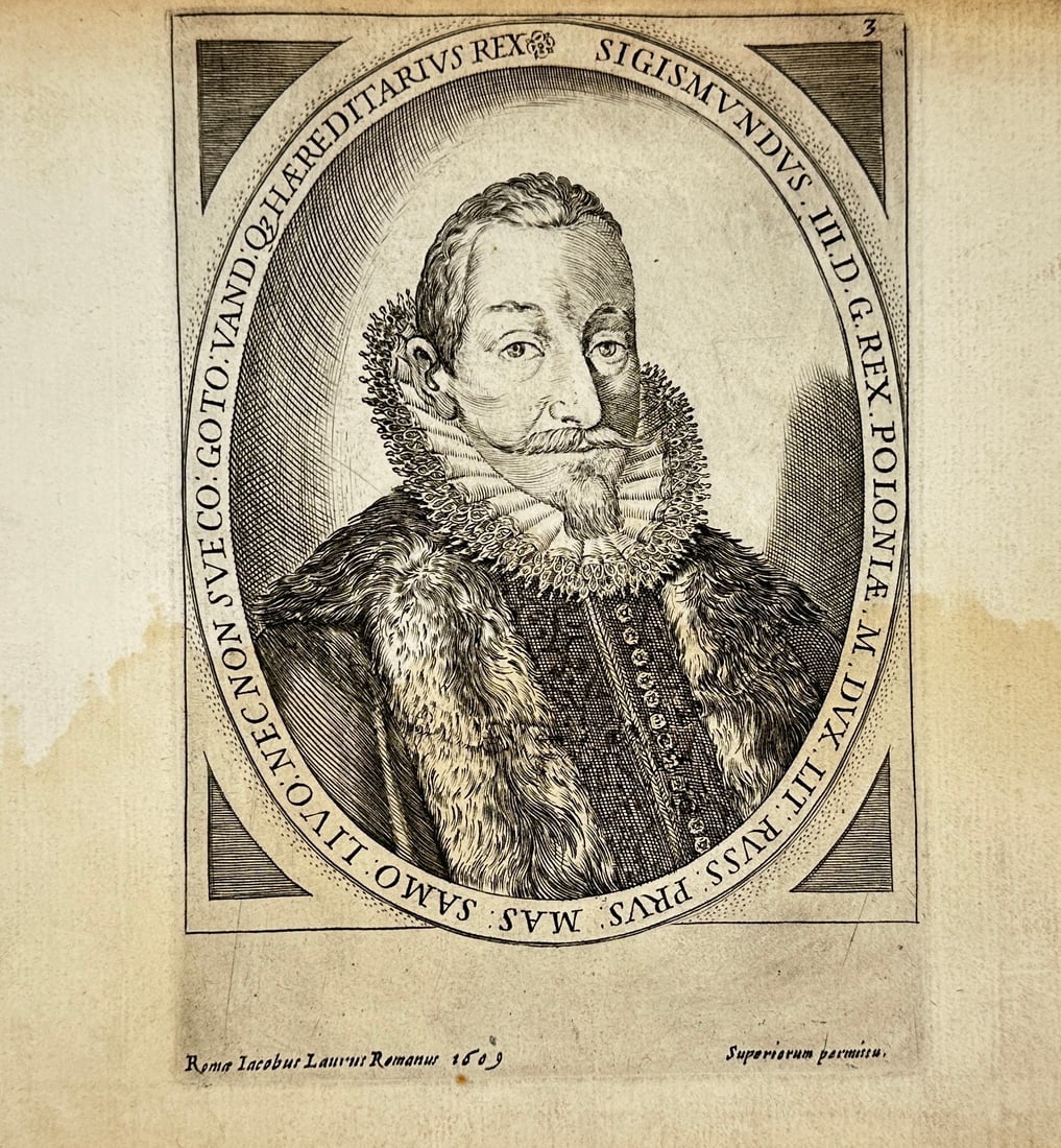 Giacomo Lauro – Portrait of Sigismund III Vasa, King of Poland – Engraving (1613) (1 of 3)