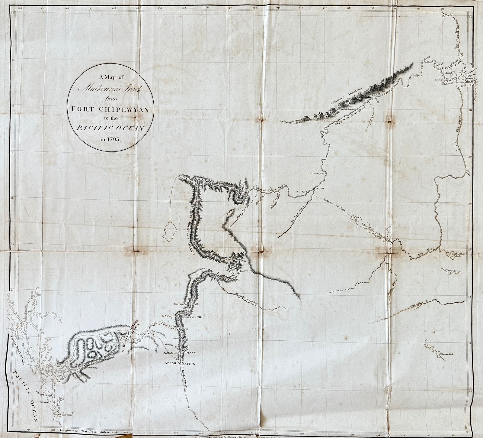 Sir Alexander Mackenzie – Voyages from Montreal – Map of Mackenzie’s Track to the Pacific (1 of 3)