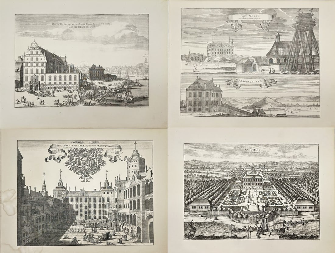 Erik Dahlberg – Set of 4 Royal and Estate Views – Mörby Castle, Royal Palace, Three Crowns (1 of 5)
