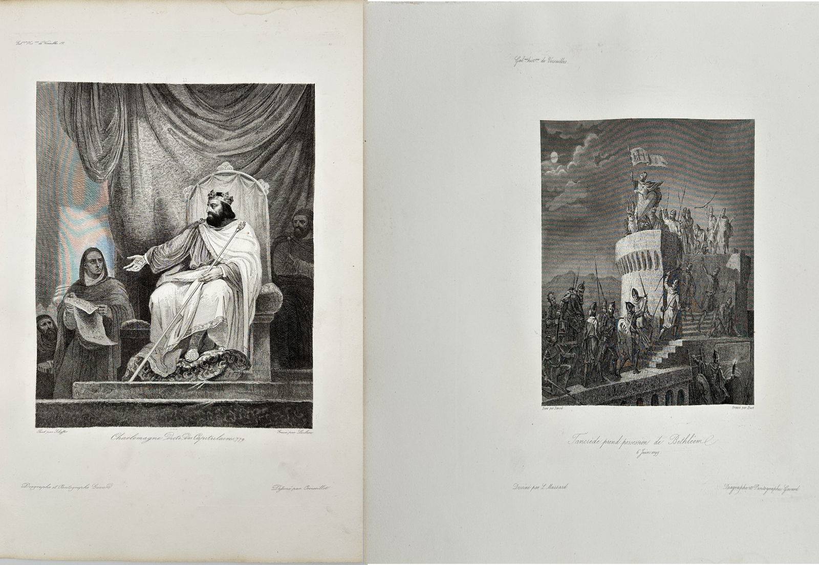 Charles Gavard – Set of 2 Historical Engravings – Capitulary of Herstal & Crusaders in Bethlehem (1 of 5)