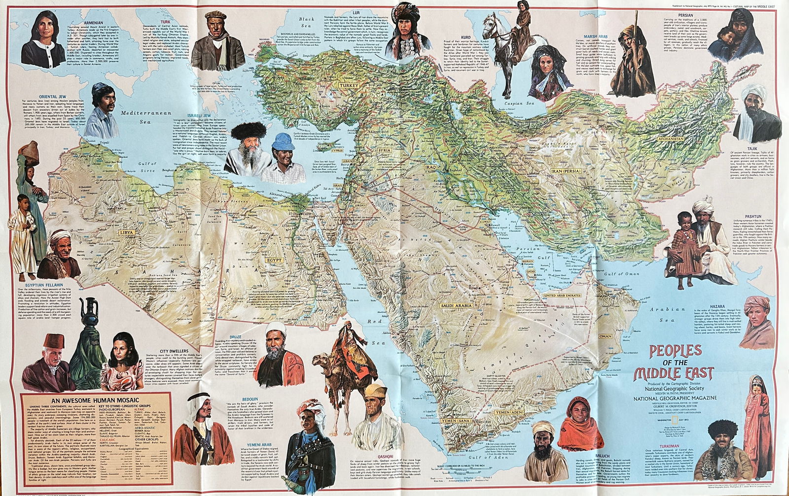National Geographic Society – Map of the Peoples of the Middle East (1 of 3)