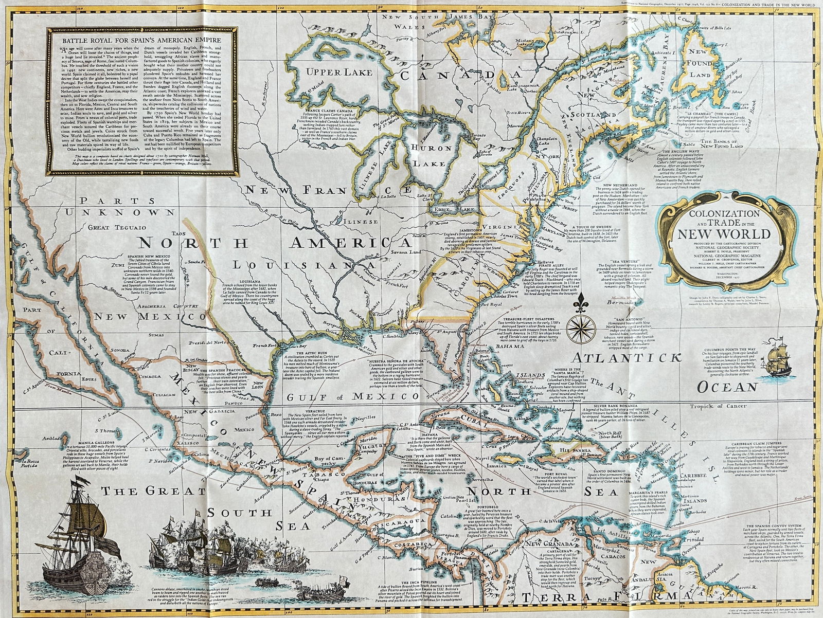 National Geographic Society – Map of Colonization and Trade in the New World (1 of 3)