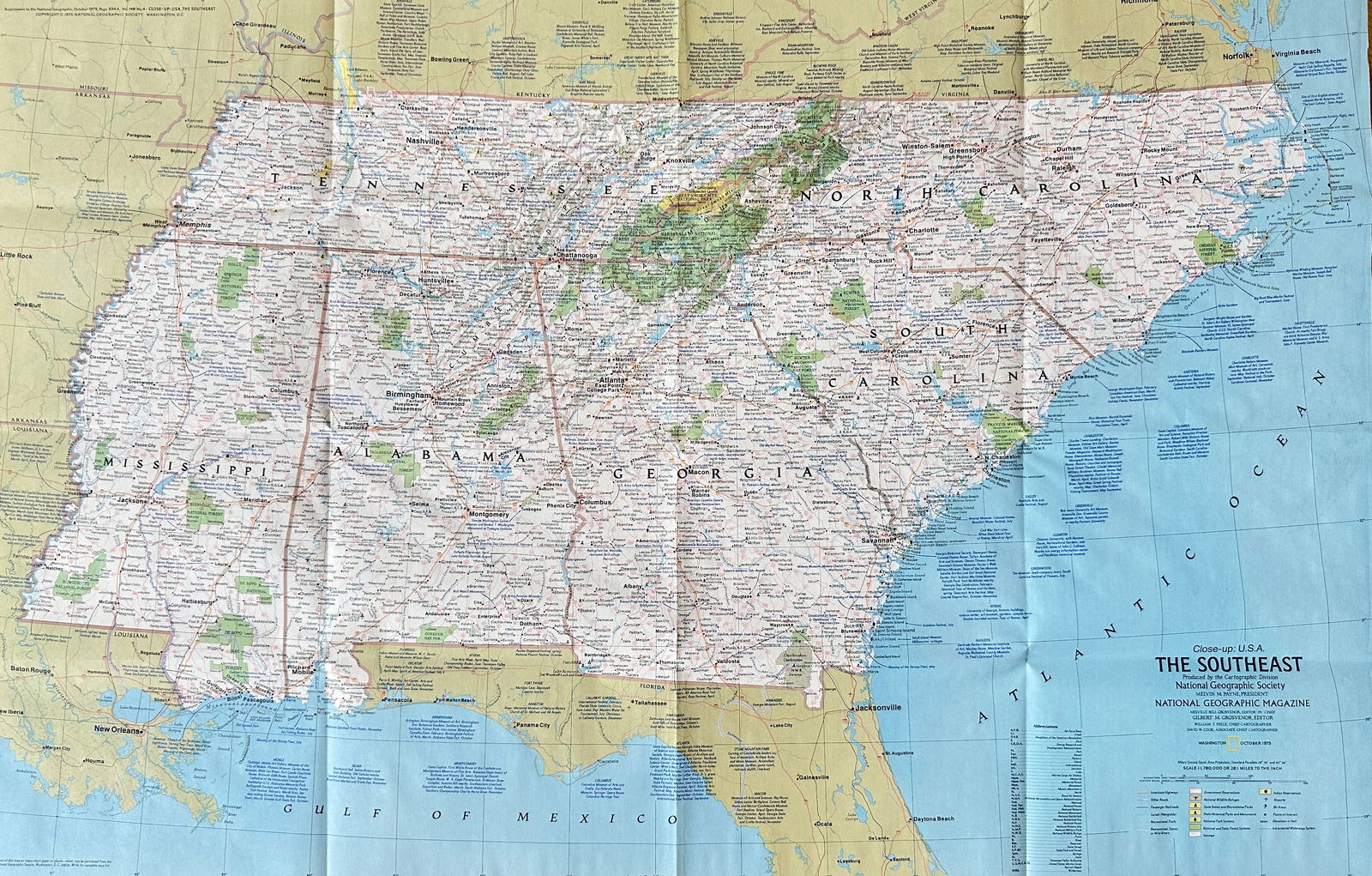 National Geographic Society – Map of the Southeast – Close-up U.S.A. Series – Printed Map (1 of 3)