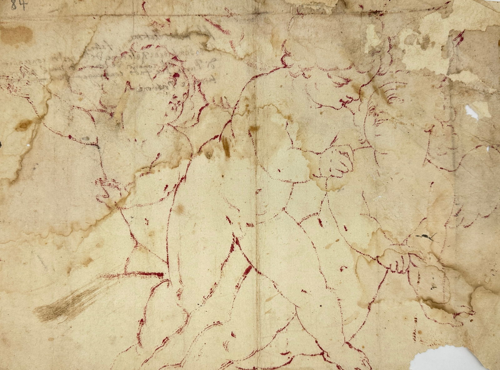 Unknown Artist – Red Ink Sketch of Cherubic Figures – Hand-Drawn Illustration (Undated) (1 of 3)