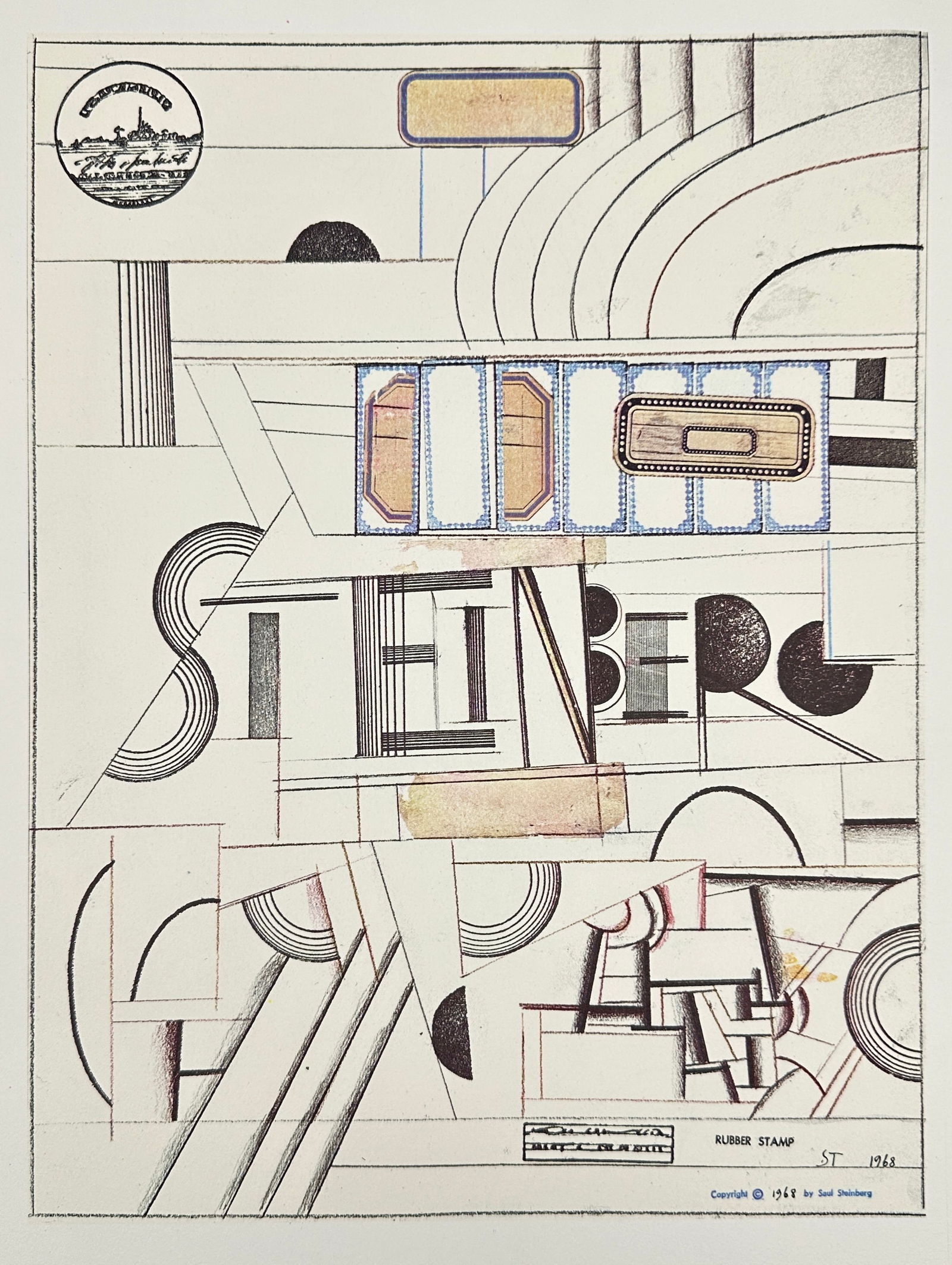 Saul Steinberg – Rubber Stamp – Offset Lithograph (1968) (1 of 3)