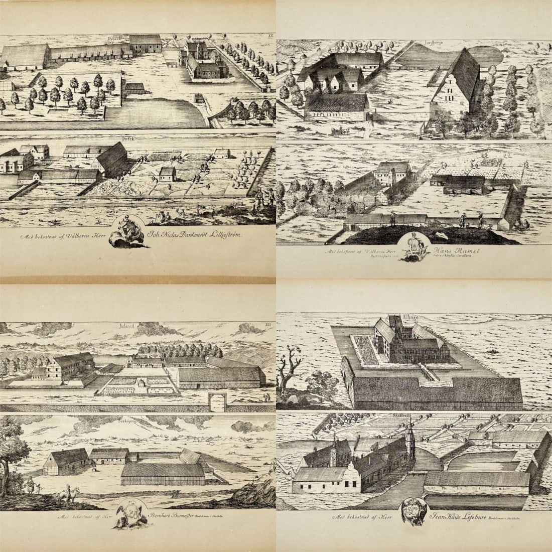 Erik Dahlberg (1625–1703) – Set of 4 Views: Dybäck Castle, Elinge Castle, Jordberga & (1 of 5)