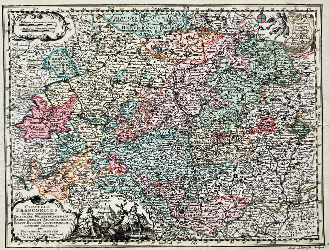 Matthäus Seutter – Map of Franconia / Circulus Franconicus – Engraving (c.1740) (1 of 3)