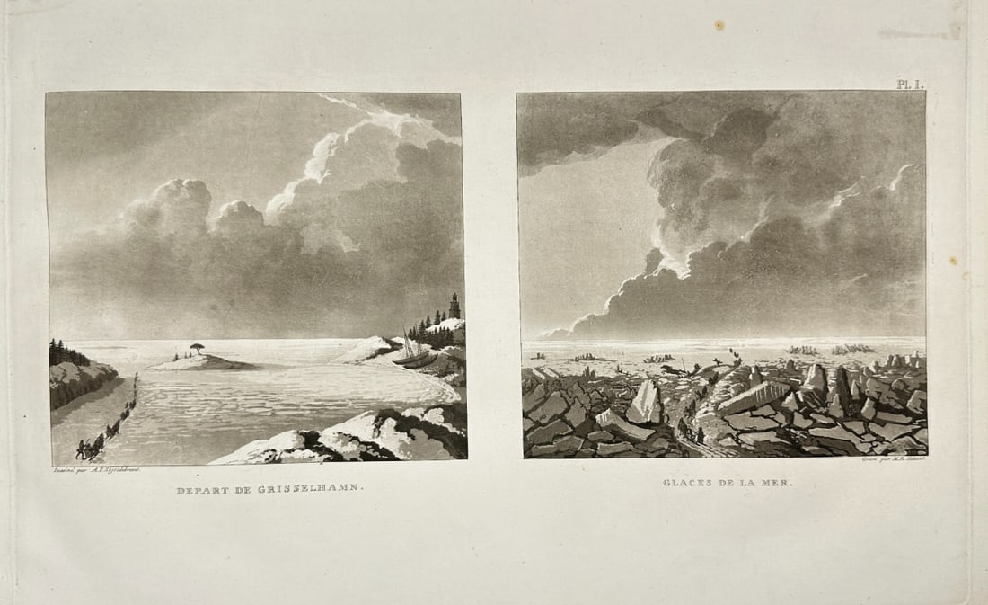 Anders Fredrik Skjöldebrand – Departure from Grisselhamn & Sea Ice – Engraving (1 of 3)