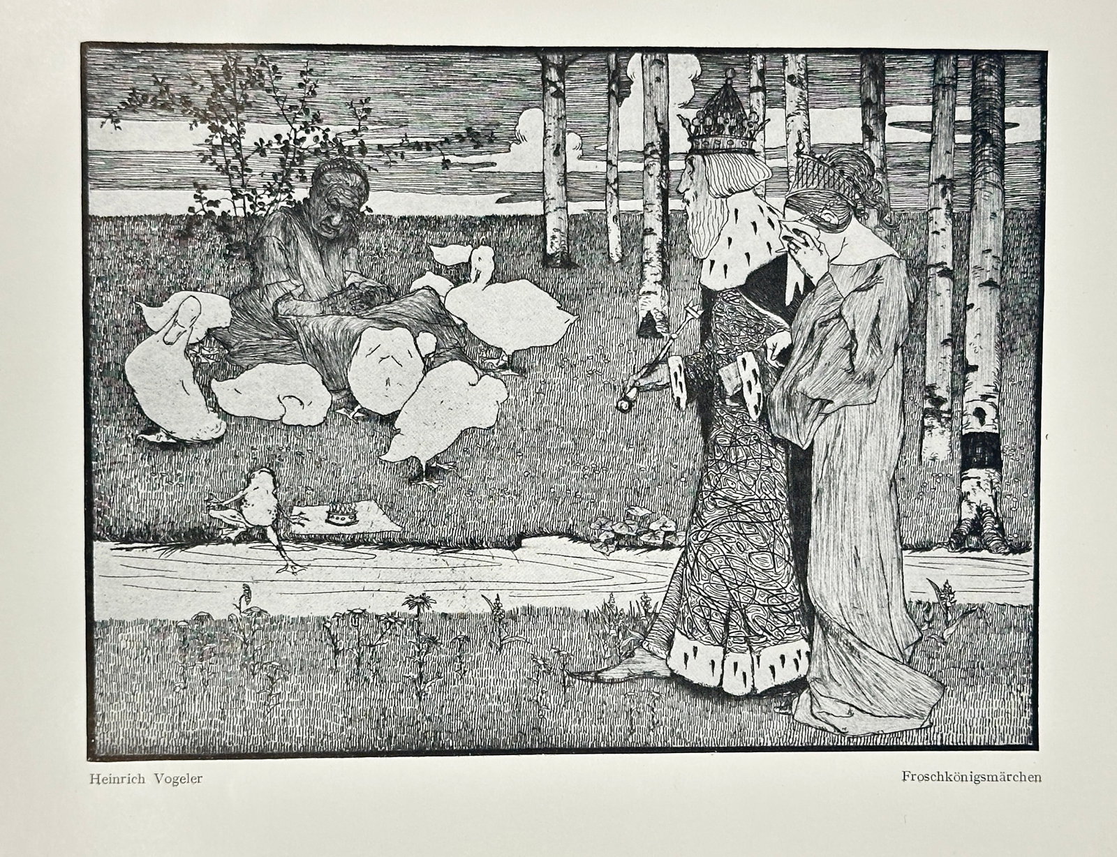 Heinrich Vogeler (1872–1942) – Froschkönigmärchen – Woodcut (1 of 3)