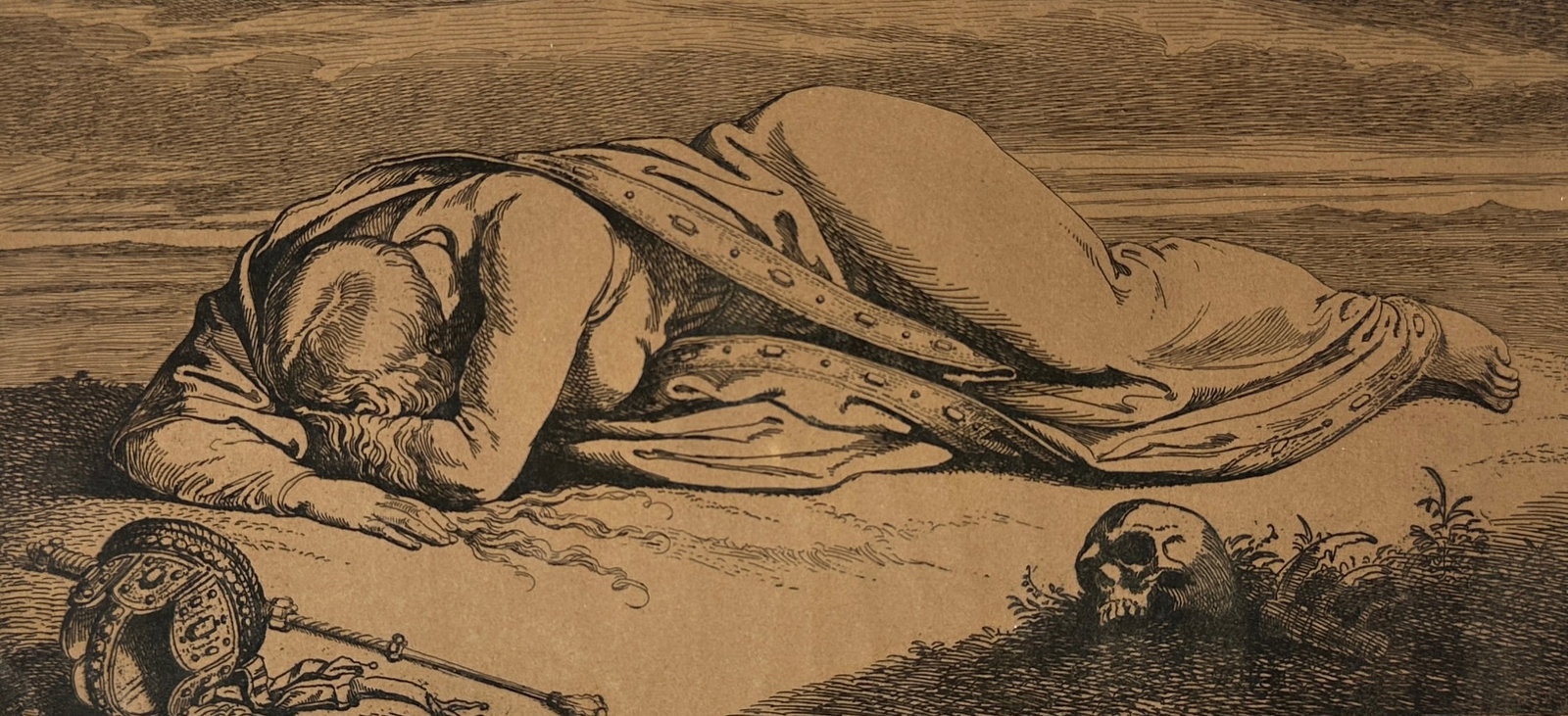 Julius Benno Hübner (1806–1882) – "Germania", Etching in Black and Gold, 1850 (1 of 3)