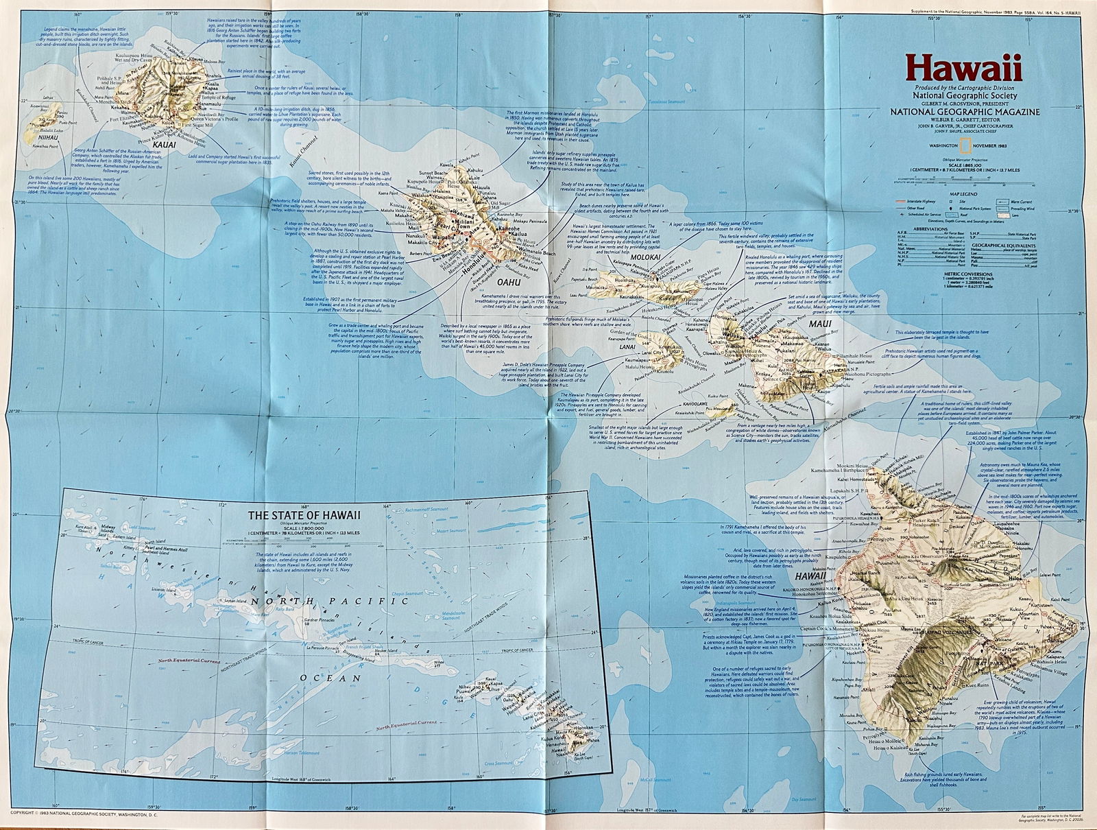National Geographic Society – Map of Hawaii – Offset Lithograph (1983) (1 of 3)